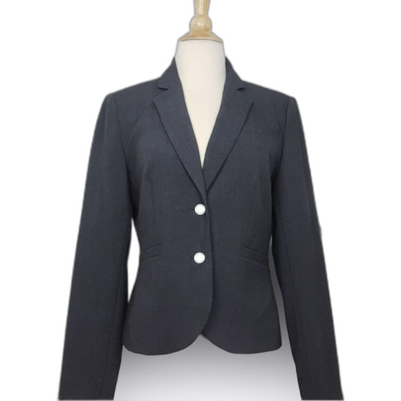 NWT Calvin Klein Size 8 Charcoal 2 Metal Button Professional Blazer - Picture 1 of 8